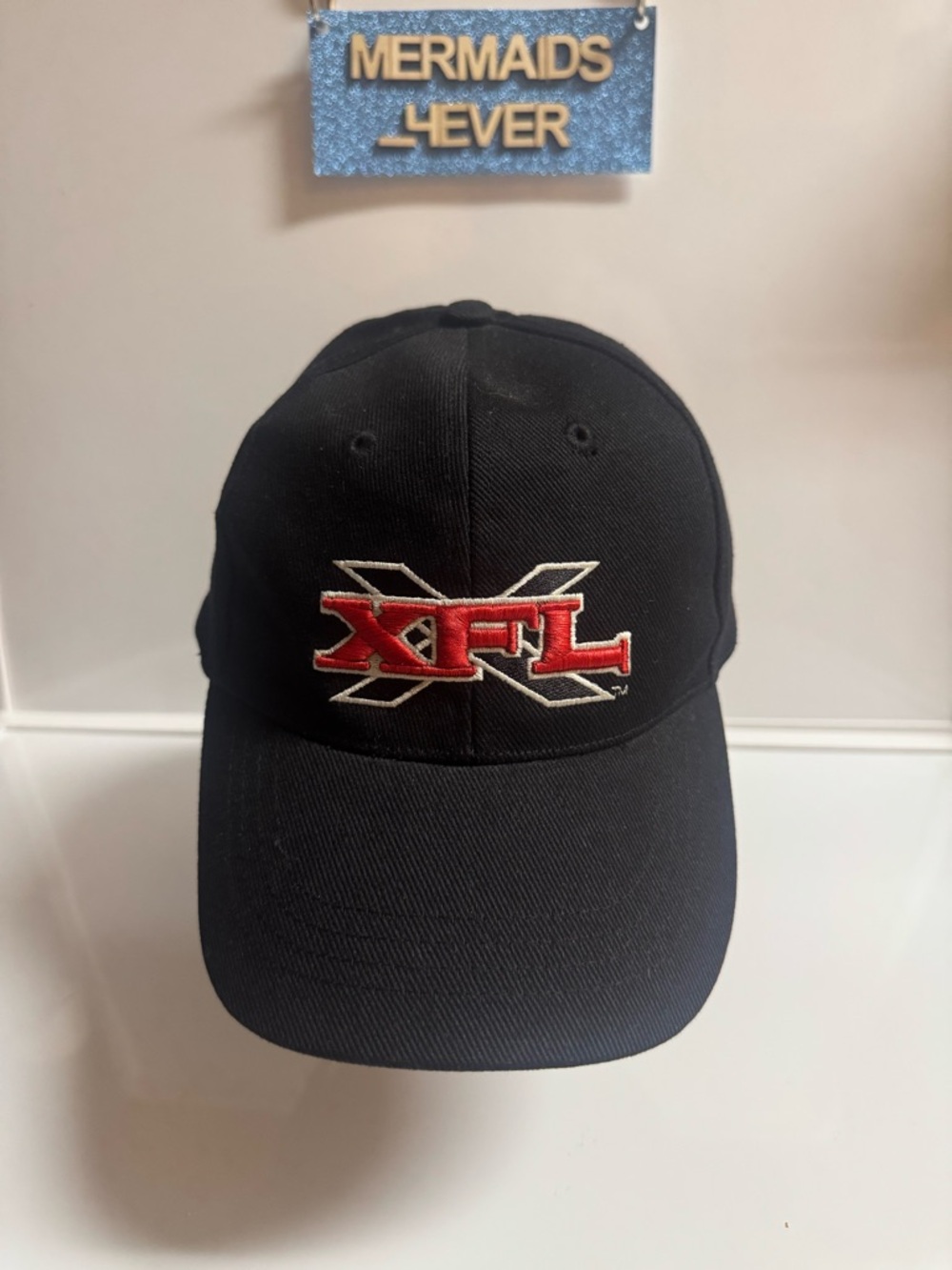 XFL Black Cap - Red Logo Football